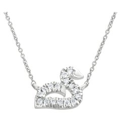 Luxle Open Space Swan Diamond Pendant Necklace in 18k White Gold