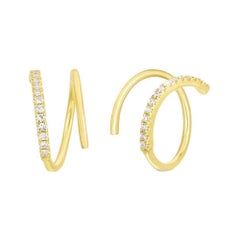 Orecchini a cerchio con diamanti a spirale aperta in oro 14K (o 18k su richiesta)