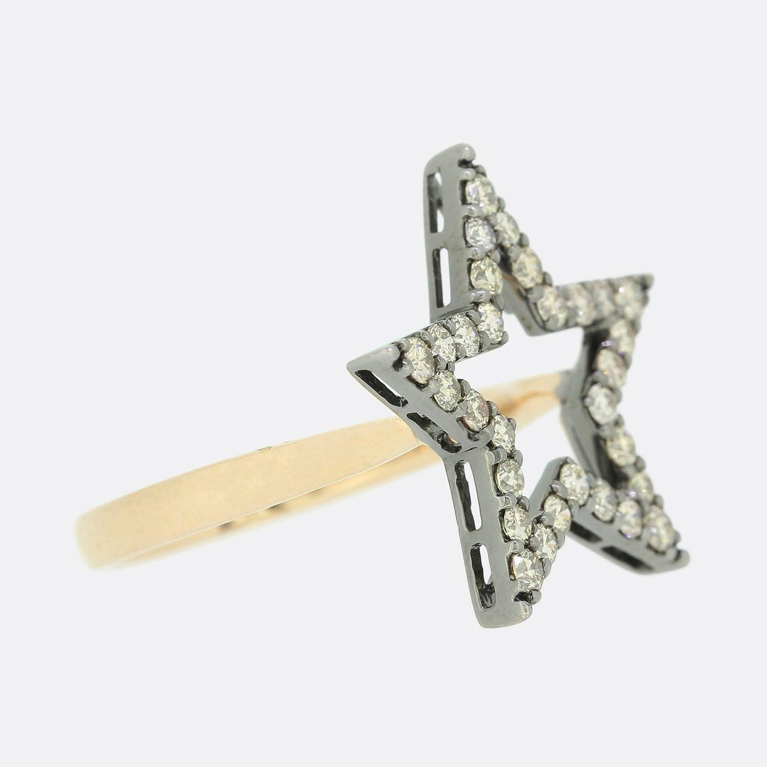 Taglio brillante Anello con diamante Open Star in vendita