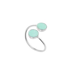 Open sterling silver ring with chrysoprase natural stones size 5-5.5