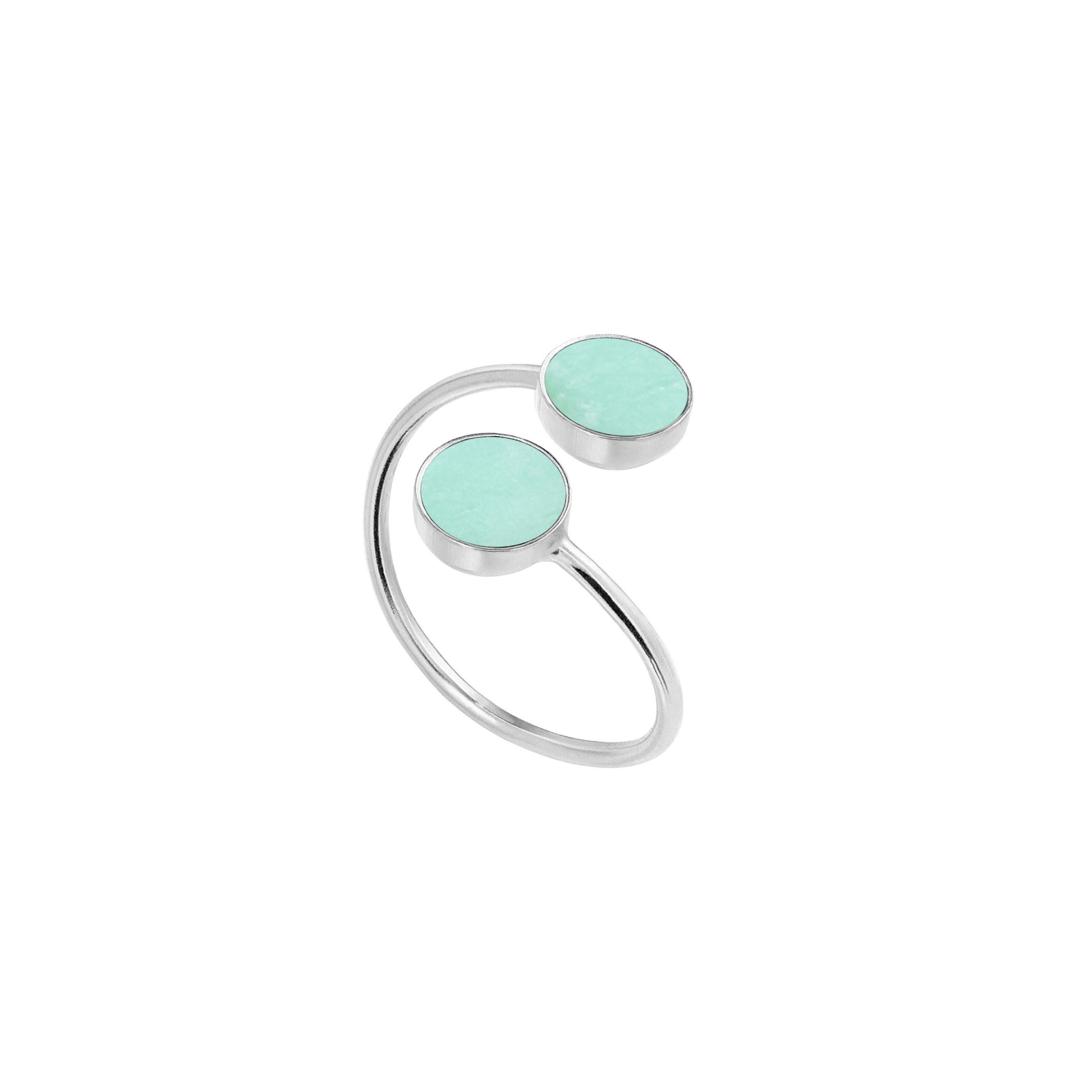 Open sterling silver ring with chrysoprase natural stones size 7-7.5