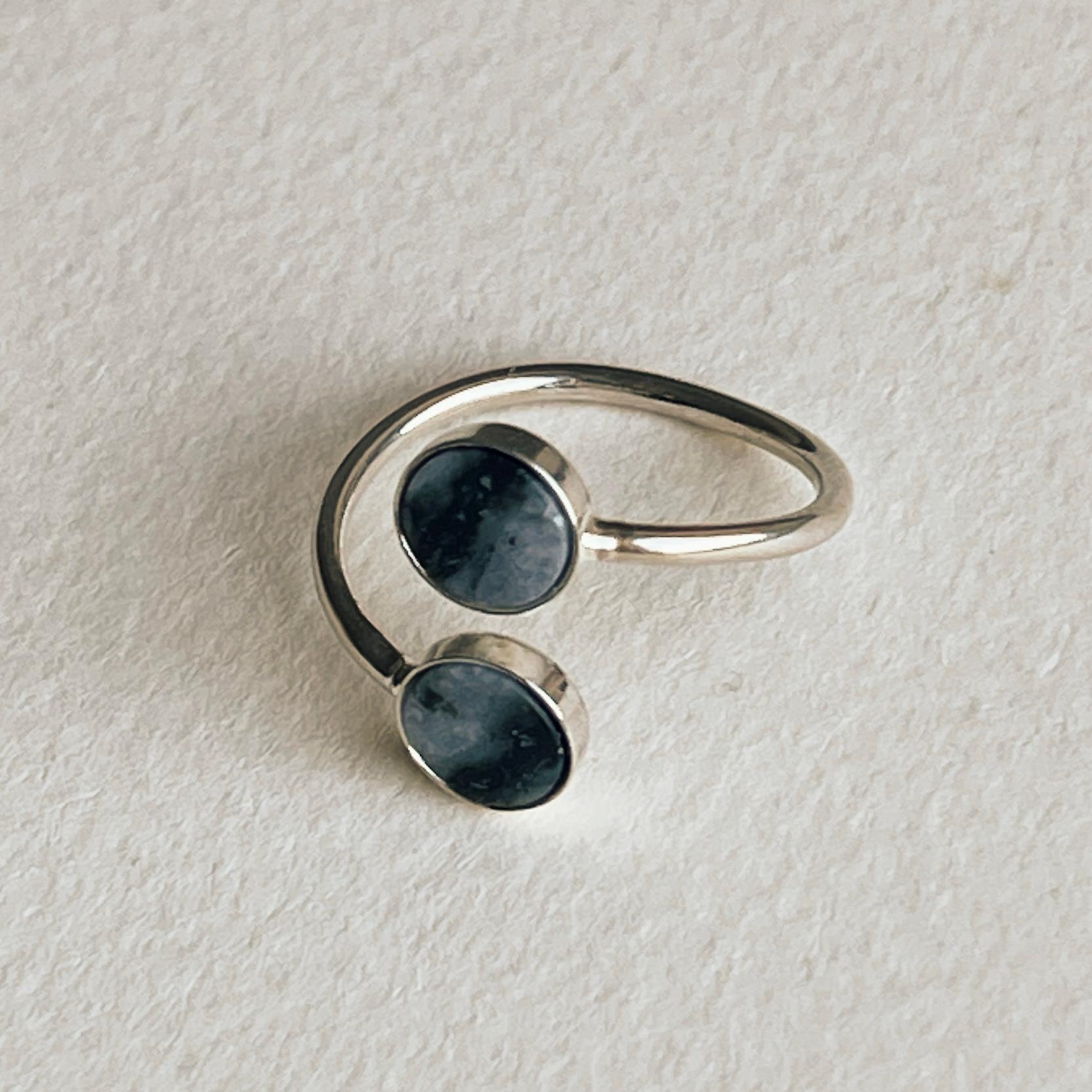 Elevate your style with our sterling silver ring featuring stunning dolomite Picasso stones. This adjustable ring offers both timeless elegance and personalized comfort for a truly unique accessory.
The ring is made of sterling silver. 
The diameter
