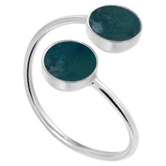 Bague ouverte en argent sterling avec jade néphrite taille 6,6,5