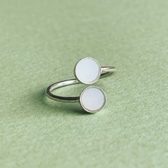 Open sterling silver ring with white opal size 6-6.5