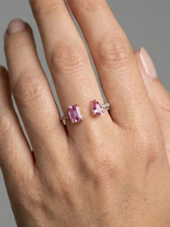 Open-Style Pink Sapphire 14K (18K Custom) Gold Diamond Accent Ring