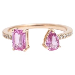 Open-Style Pink Sapphire 14K (18K Custom) Gold Diamond Accent Ring