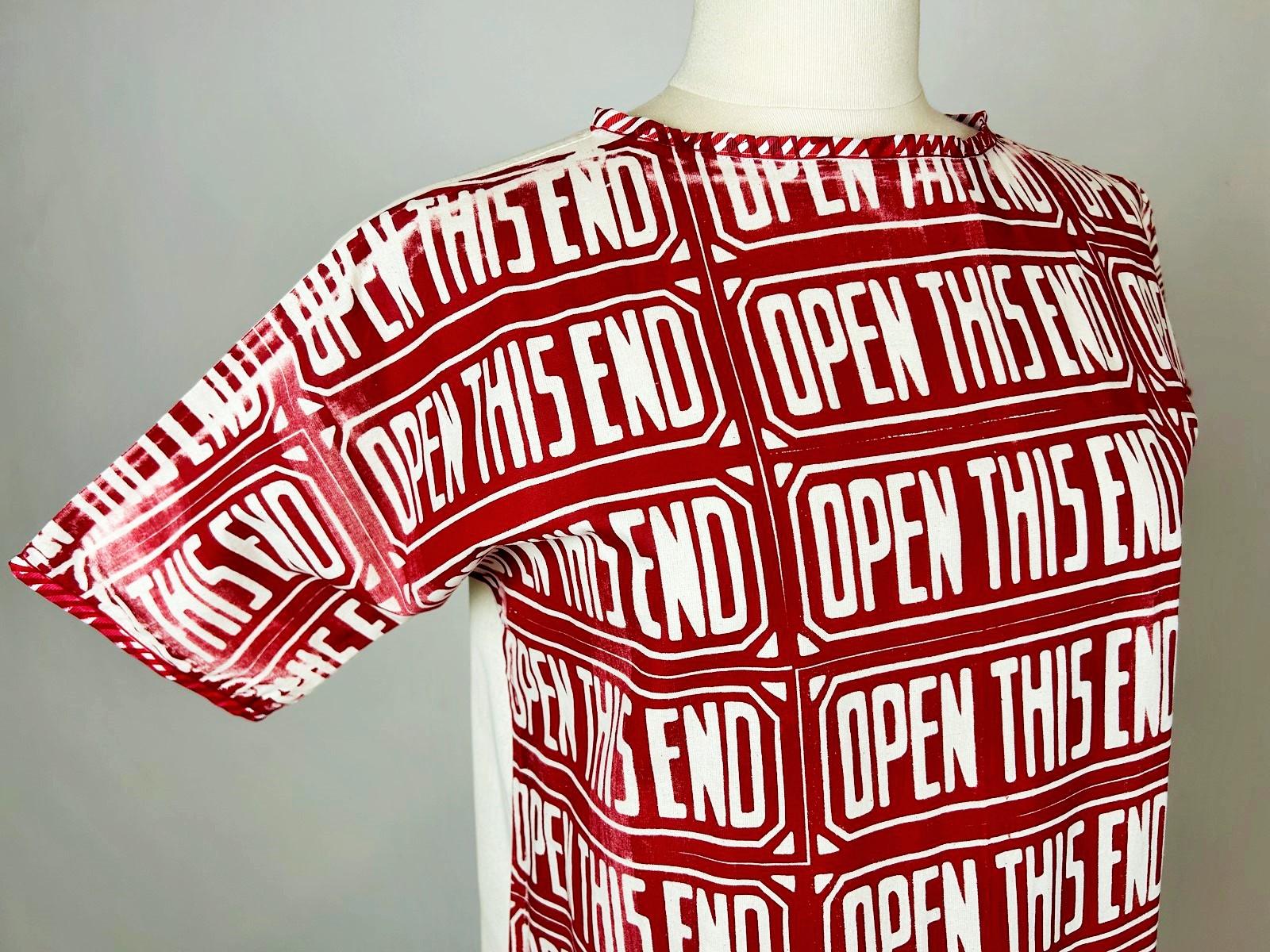 Open This End Cotton Screen Print Dress by Andy Warhol (in the style of) C. 1970 For Sale 10