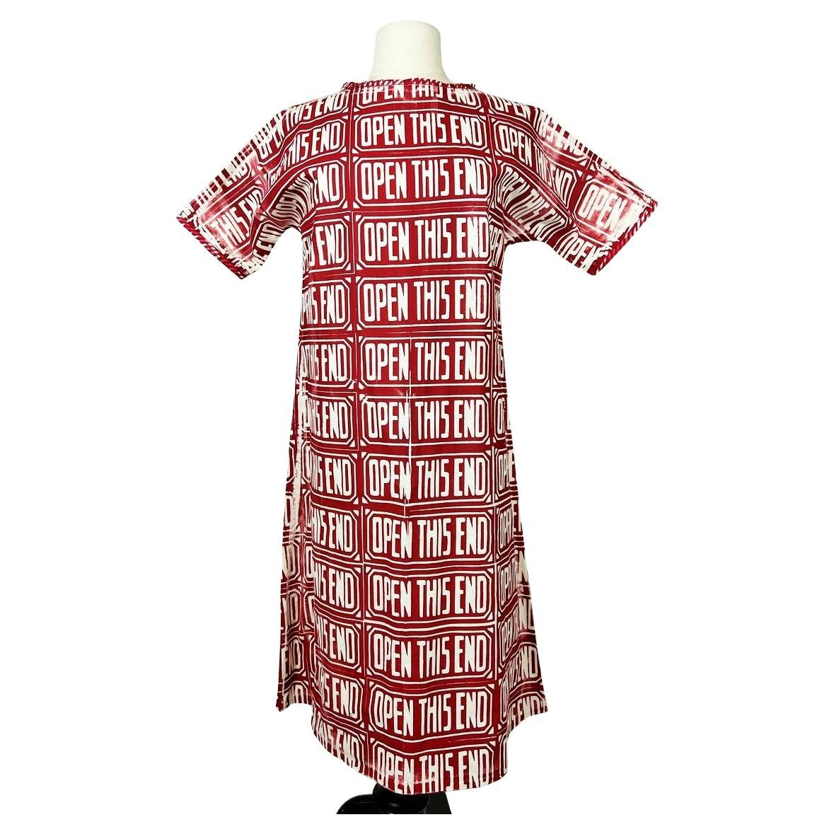 Open This End Cotton Screen Print Dress by Andy Warhol (in the style of) C. 1970 For Sale
