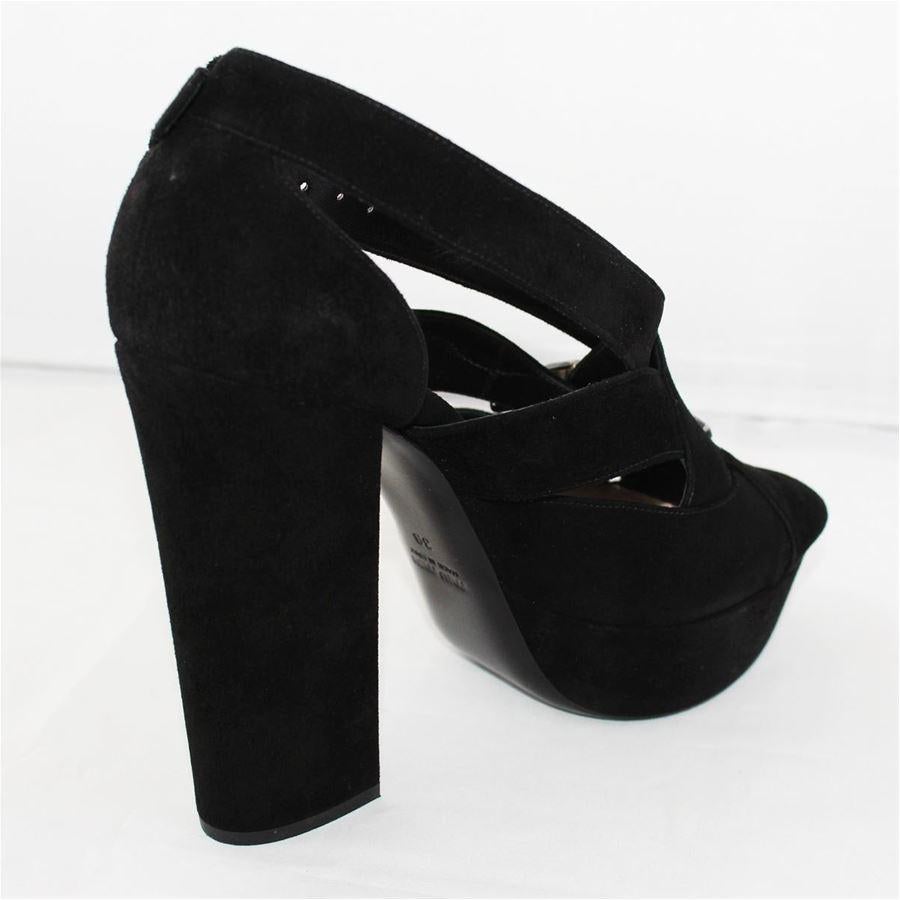 Suede Black color Jewel insert Heel height cm 12 (4.72 inches) Plateau cm 3 (1.18 inches)
