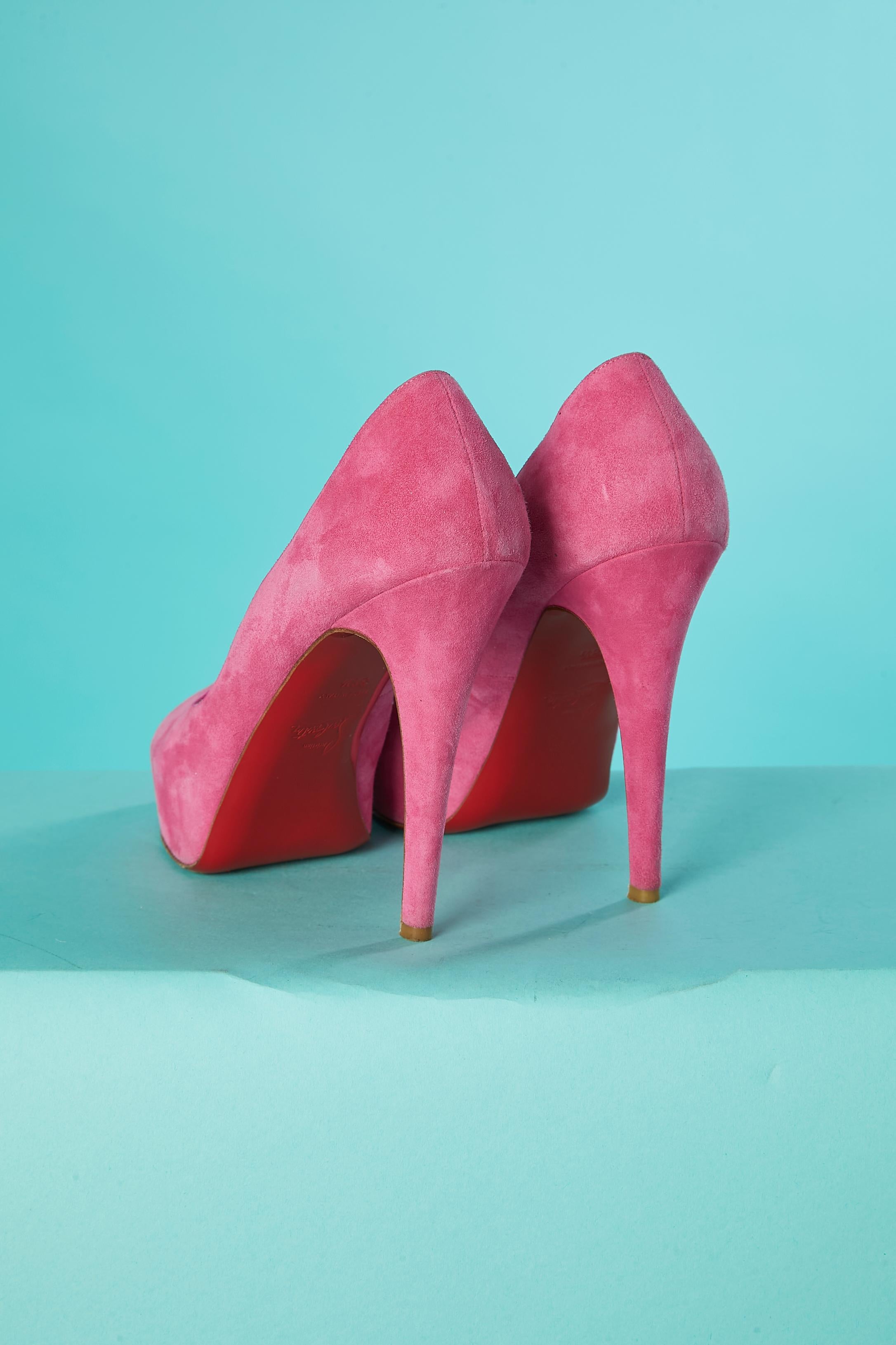 Pink Open-toe pink suede pump Christian Louboutin  For Sale