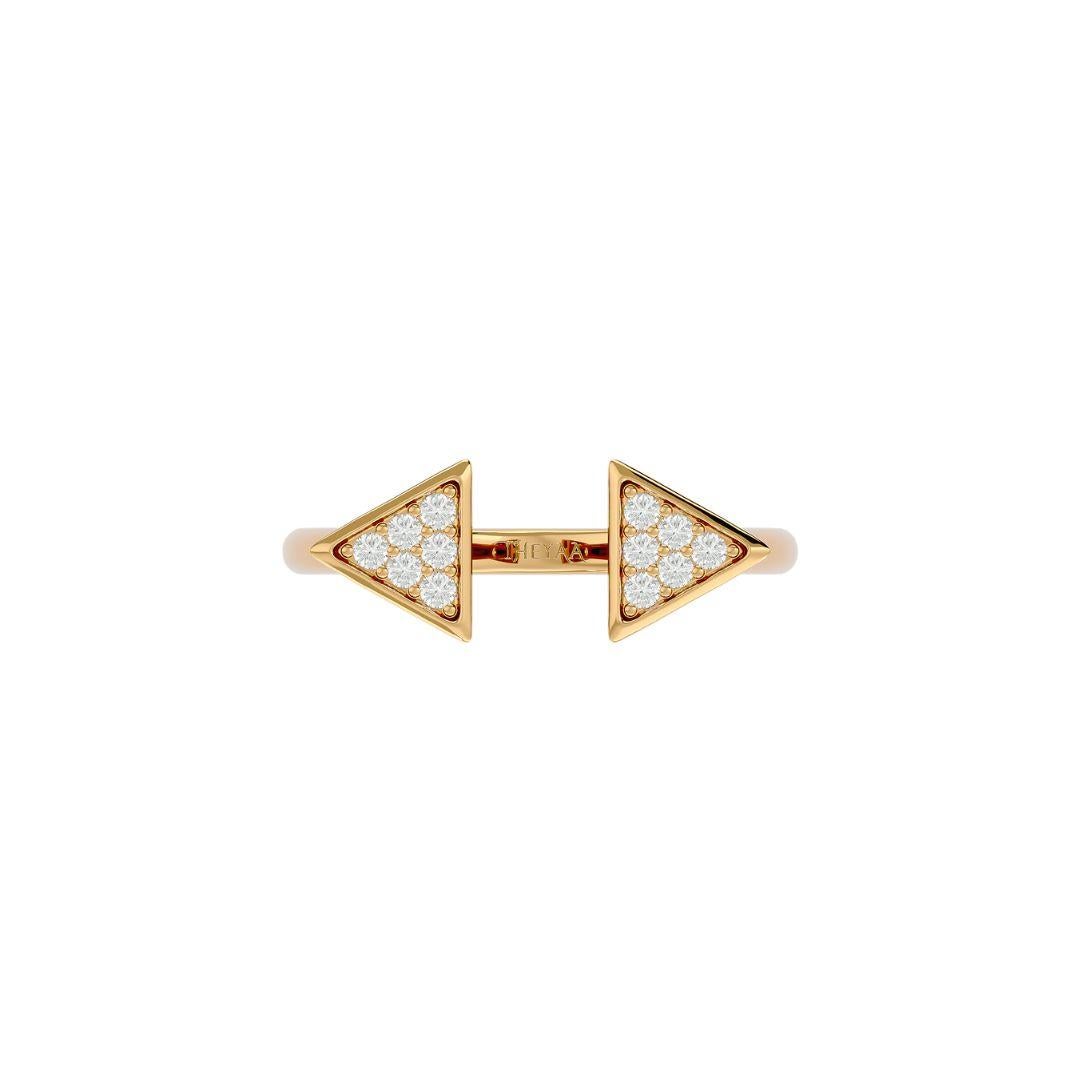 Women's or Men's Open Triangle Diamond Ring in 18 Karat Gold For Sale