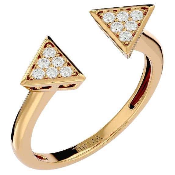 Customizable 18 Karat Yellow Gold Diamonds Soft Triangle Pyramid Ring ...