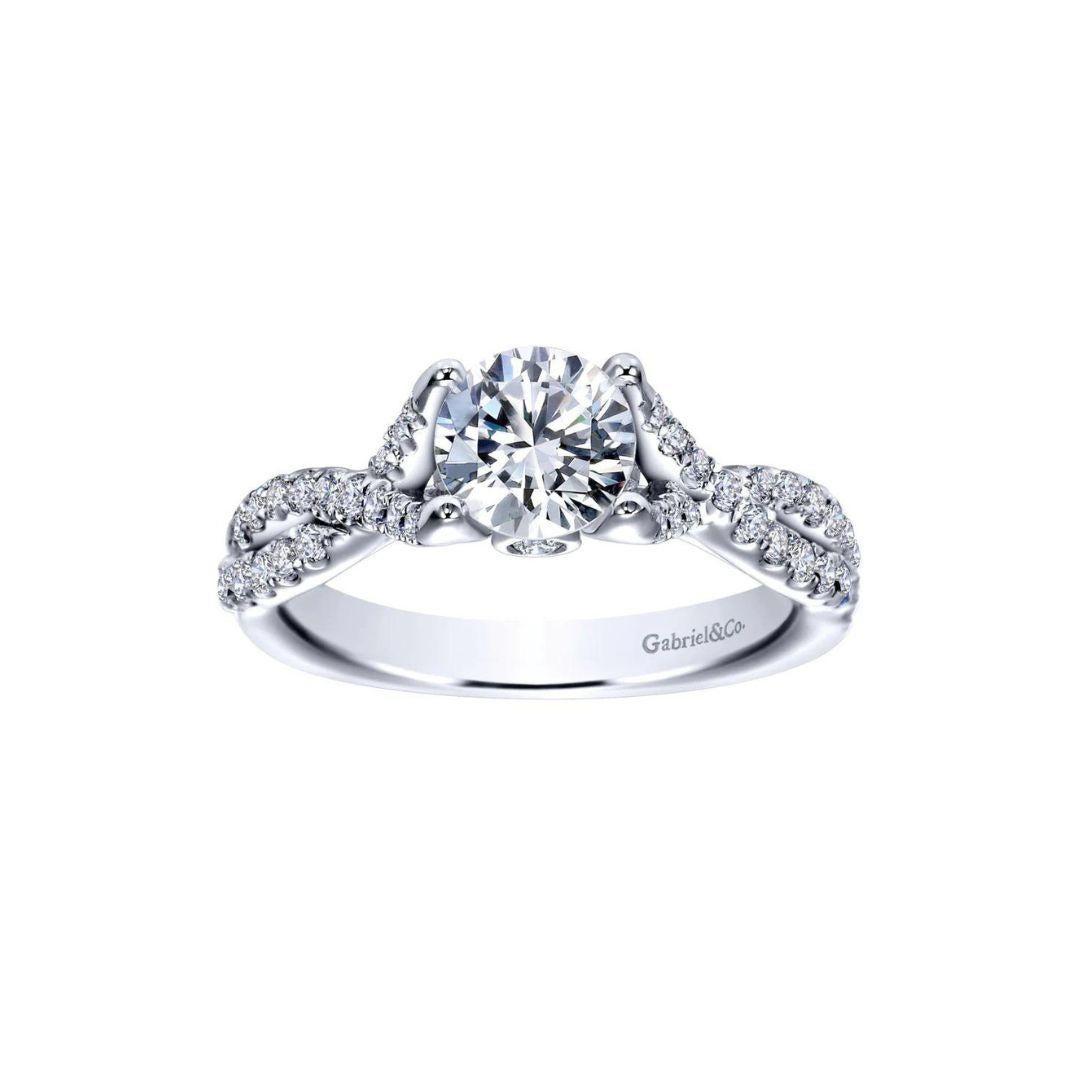 Round Cut Open Weave Diamond Engagement Mounting For Sale