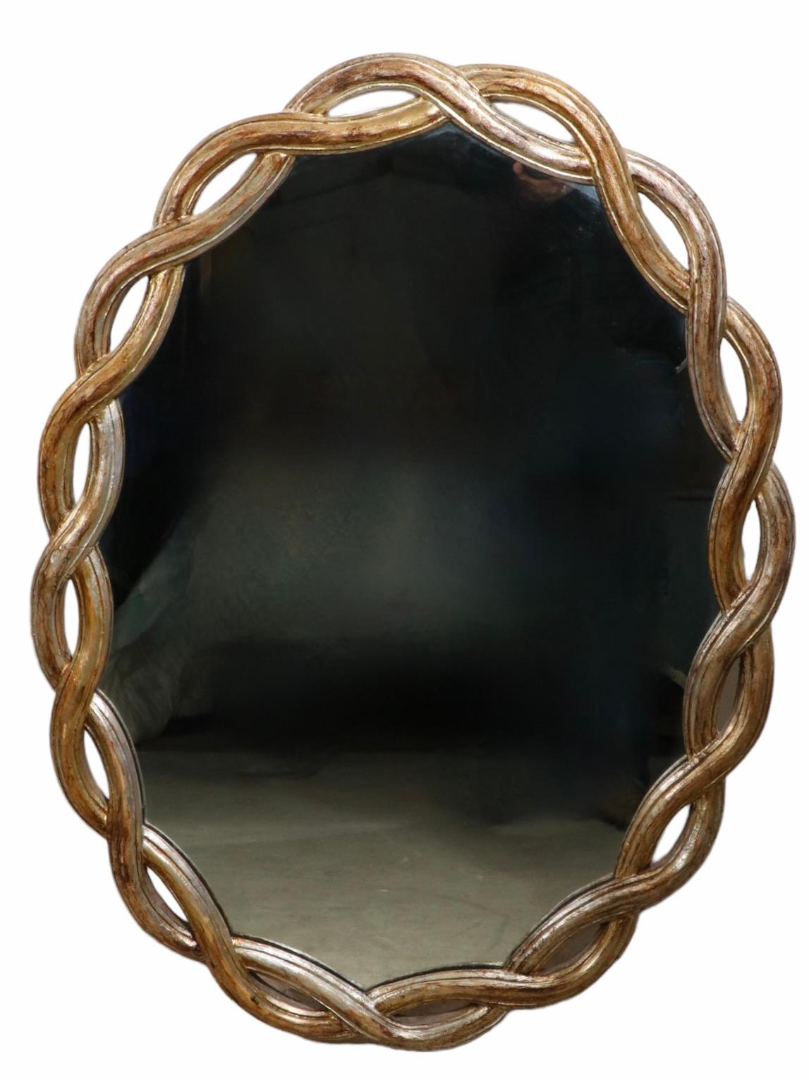 Open Weave Pattern Italian Silver Gilt Wall Mirror For Sale 4