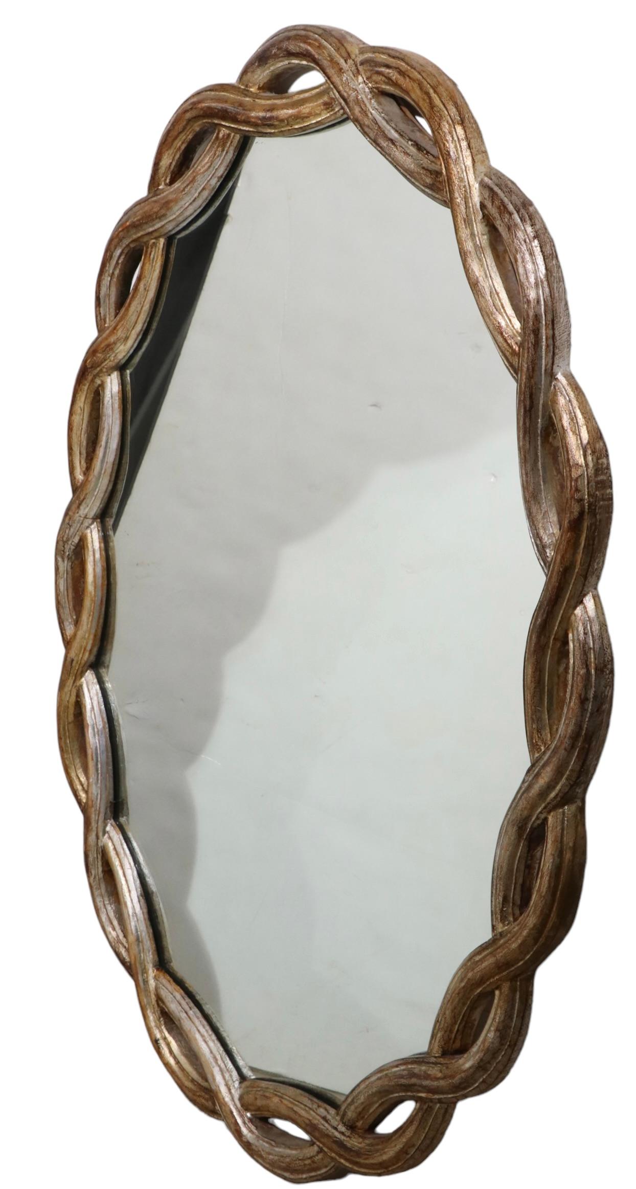Open Weave Pattern Italian Silver Gilt Wall Mirror For Sale 1