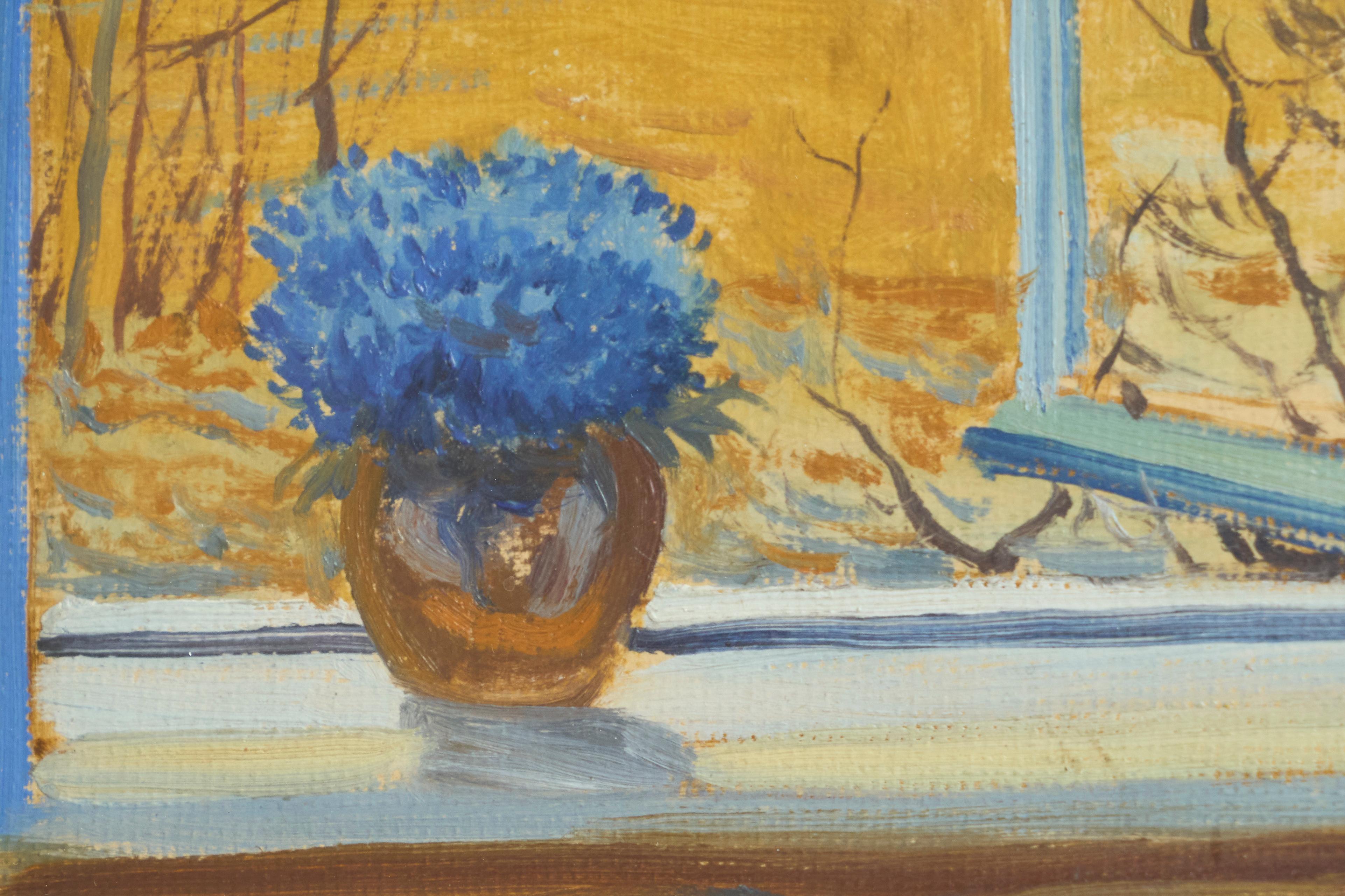 'Open Window with Flowers' Painting Belgium Early 20th Century In Good Condition For Sale In Meer, VAN
