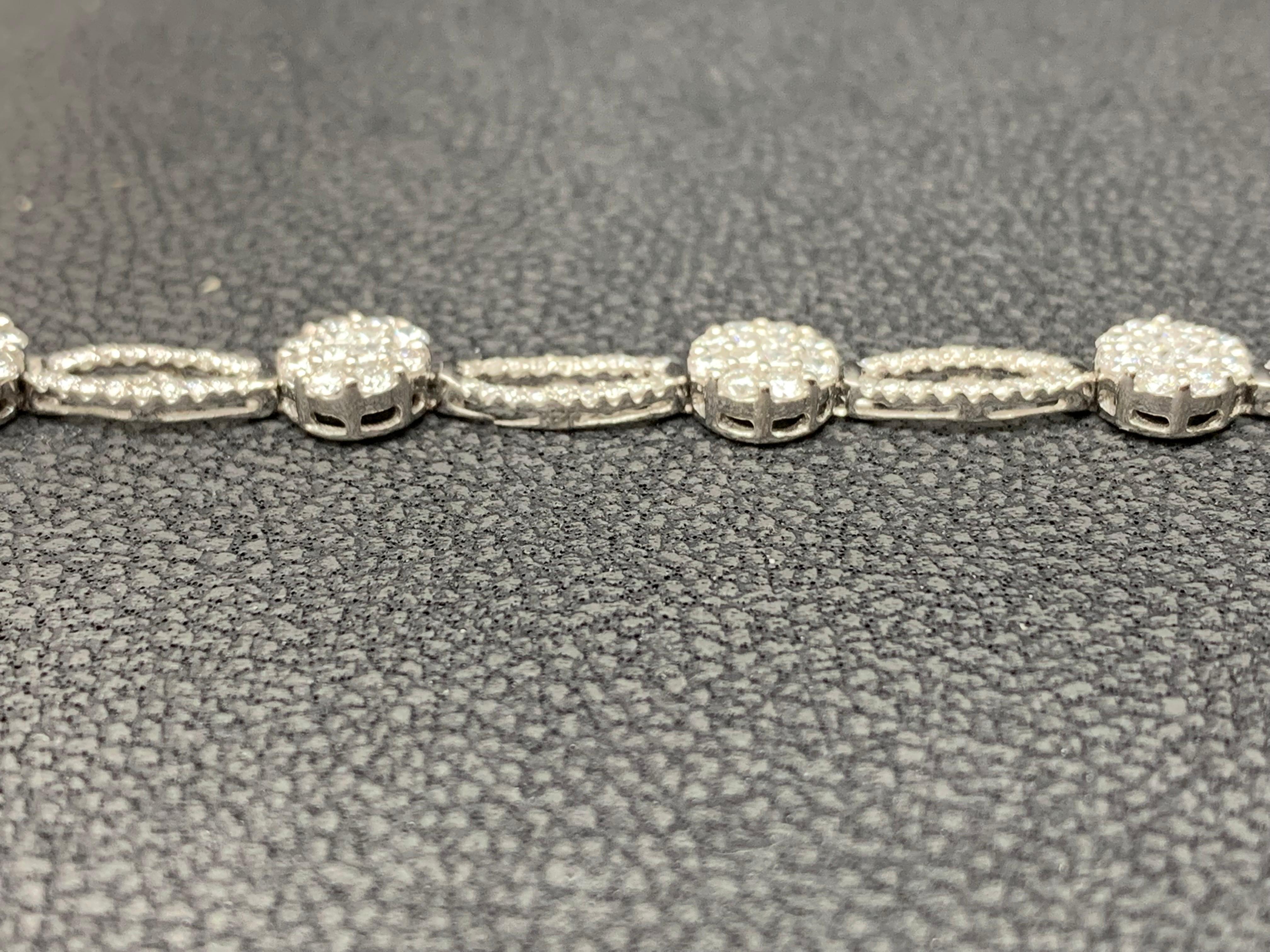 Open-Work 2.39 Carat Diamond Bracelet in 14K White Gold Art Deco Bracelet For Sale 4