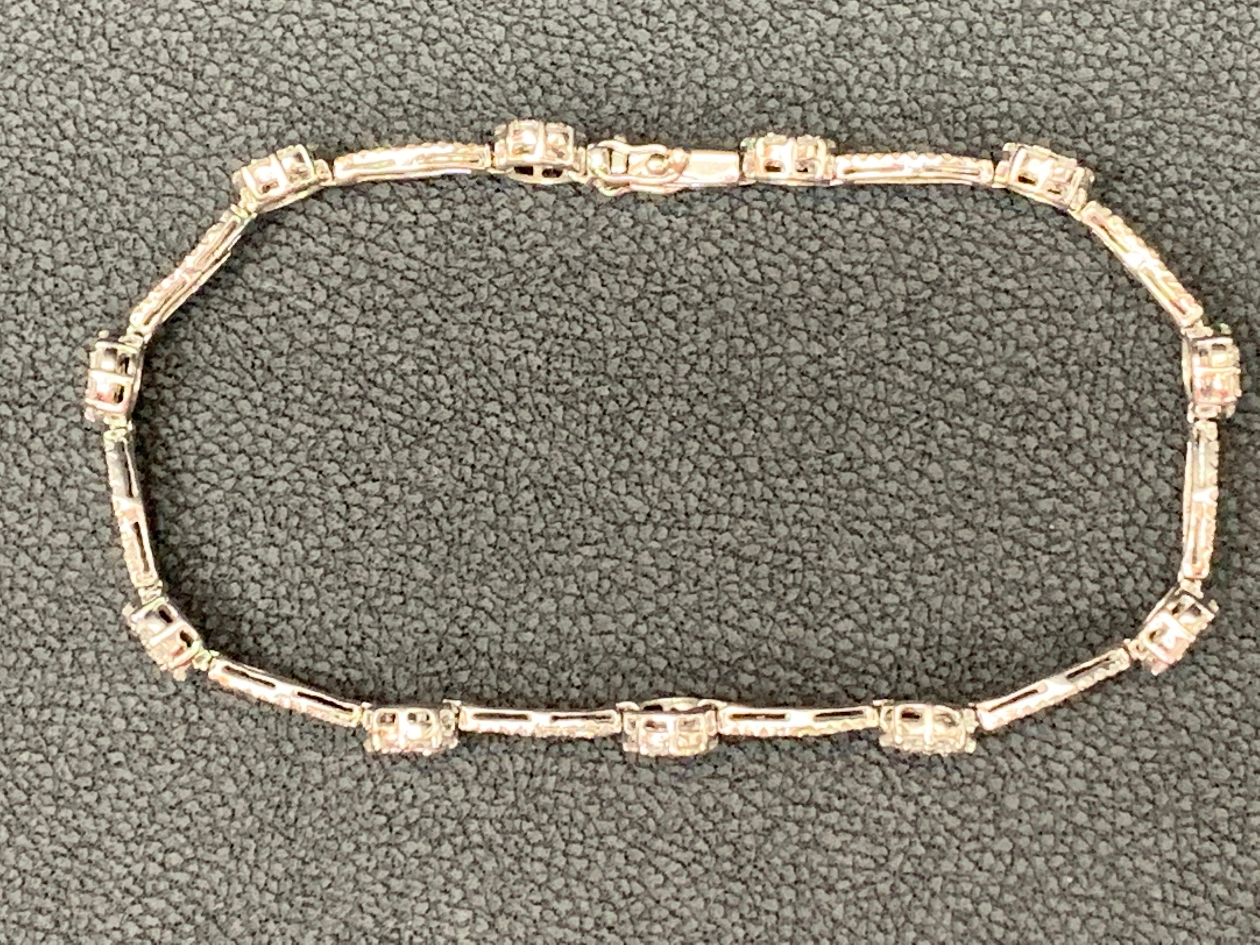 Open-Work 2.39 Carat Diamond Bracelet in 14K White Gold Art Deco Bracelet In New Condition For Sale In NEW YORK, NY