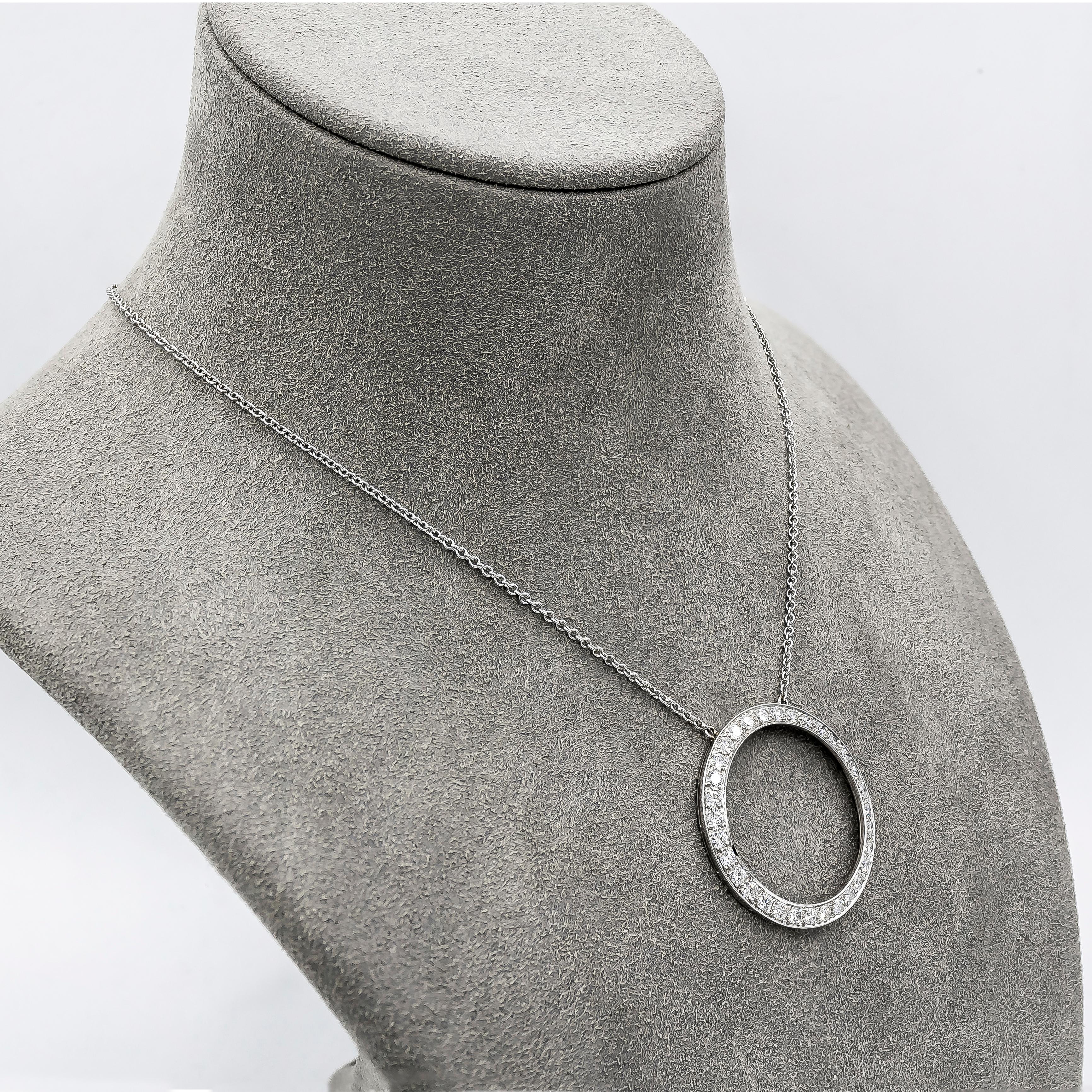 Contemporary Open-Work Diamond Circle Pendant Necklace