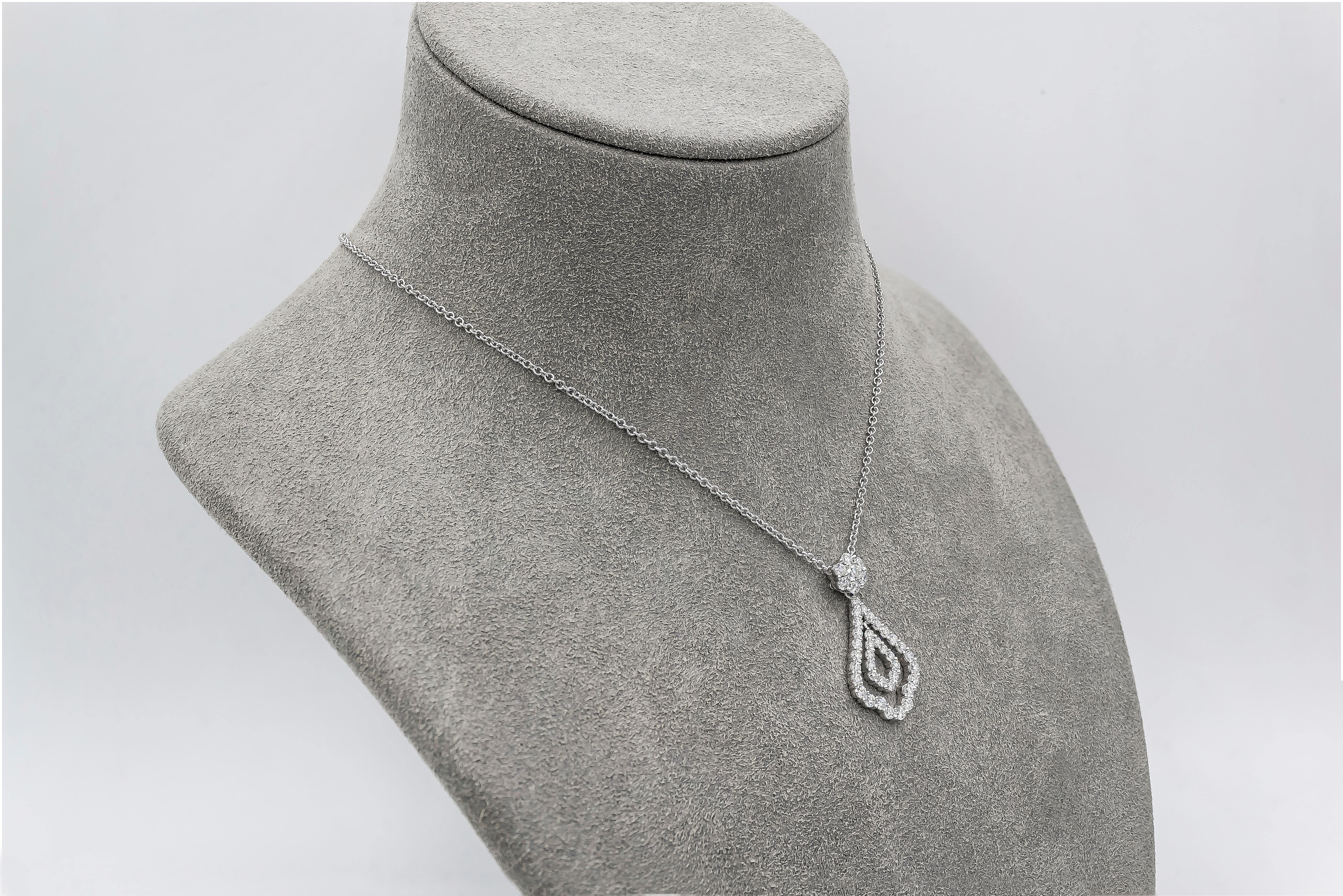 Contemporary Roman Malakov Open-Work Diamond Drop Pendant Necklace