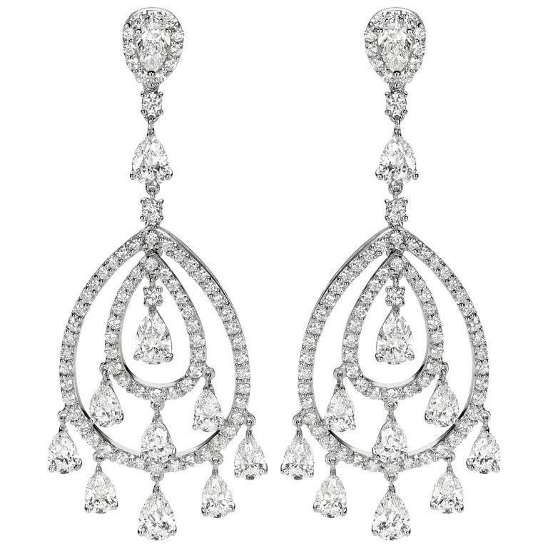 Roman Malakov, Open-Work Diamond Fringe Chandelier Earrings For Sale at ...