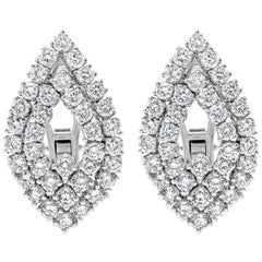 Roman Malakov 6.52 Carats Total Round Diamond Marquis Cut Omega Clip Earrings