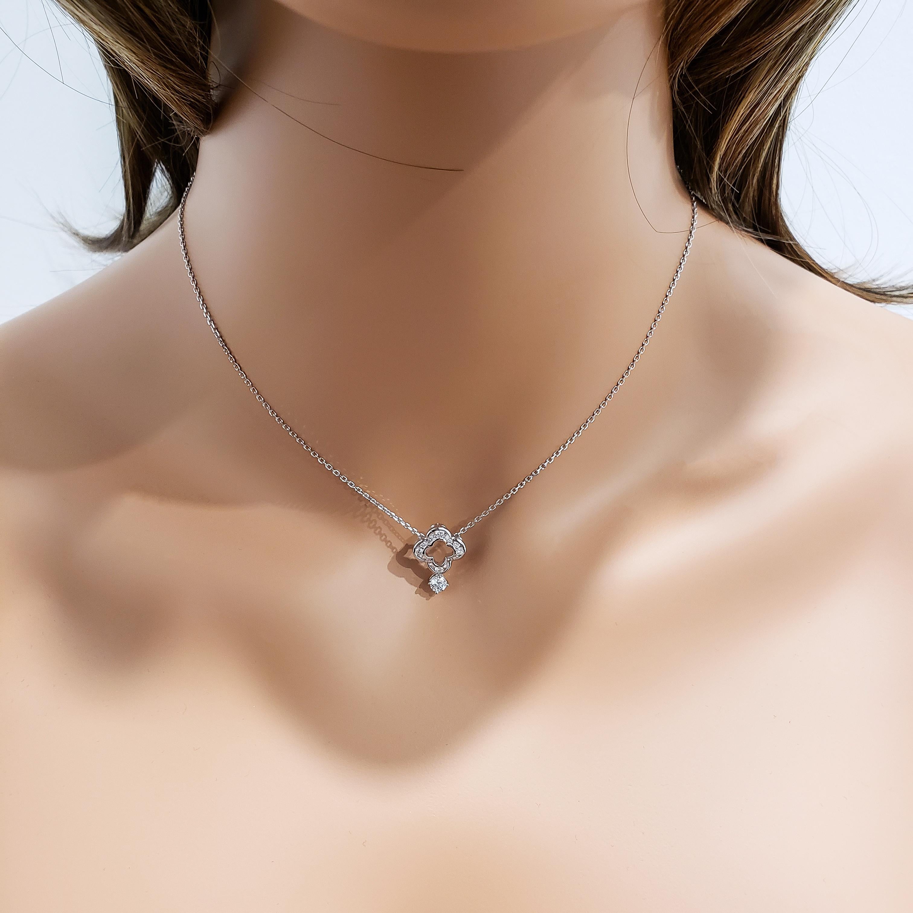 Round Cut  Roman Malakov 0.57 Carats Total Brilliant Round Diamond Clover Pendant Necklace For Sale