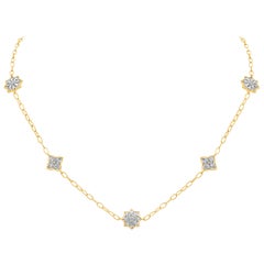 Roman Malakov Open-Work Diamond Ribbed Chain Fashion Necklace