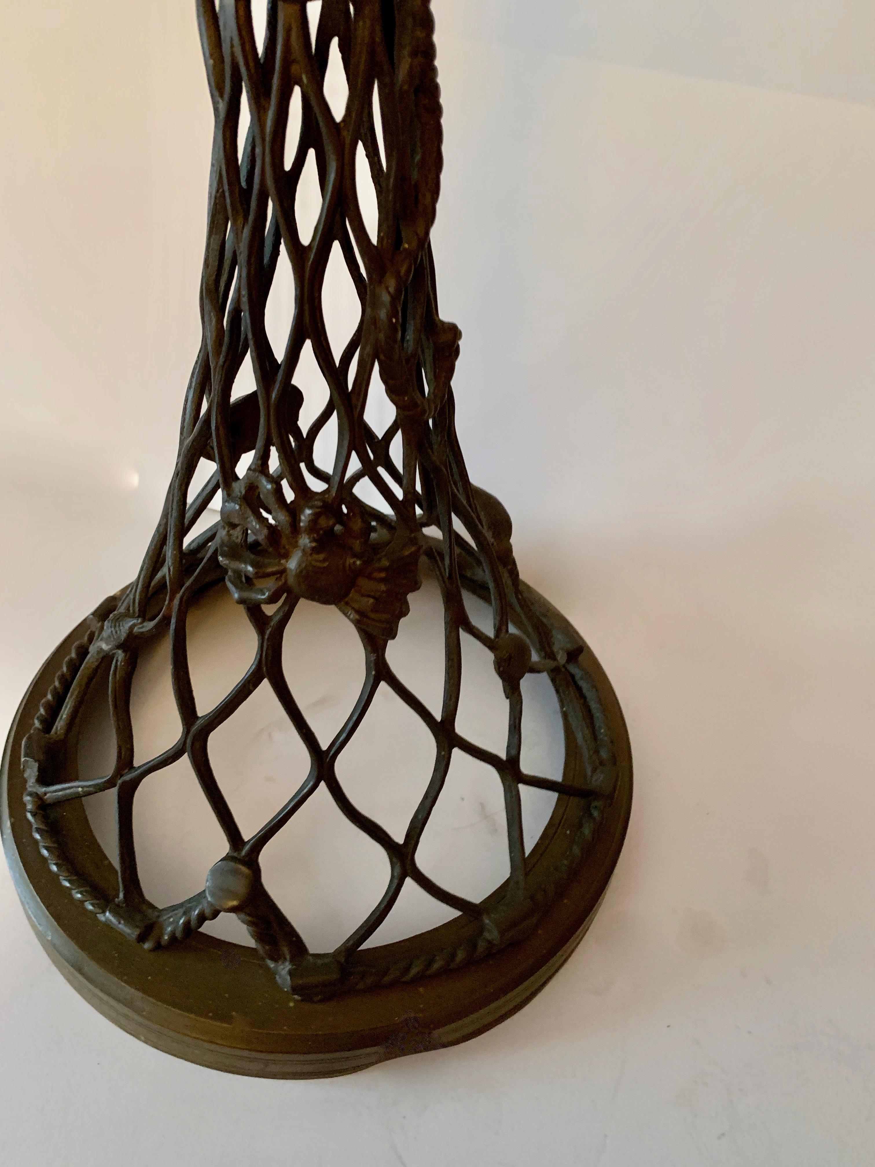 Hand-Crafted Open Work Lamp with Shell Motif For Sale