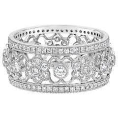 Roman Malakov, Open Work Round Diamond Antique-Style Floral Motif Ring