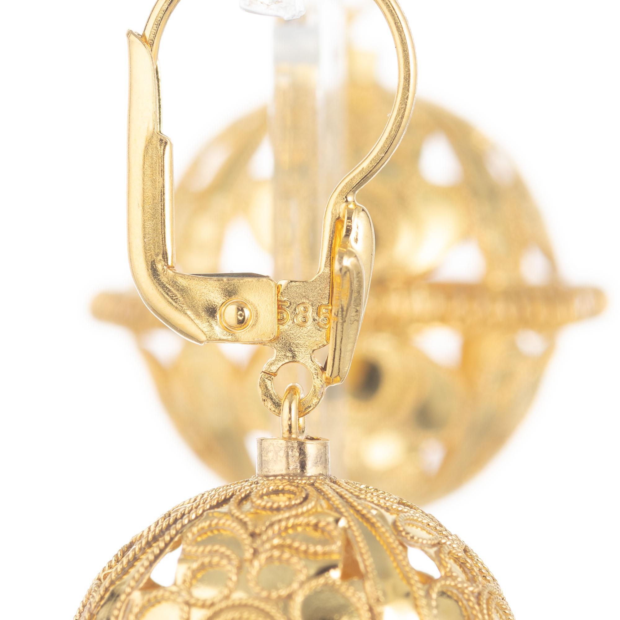 14k gold ball dangle earrings