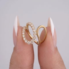 Open Wrap Diamond 14K (or 18k upon request) Yellow Gold Sapphire Ring