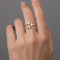 Open Wrap Diamond 14K (oder 18k auf Anfrage) Gelbgold Small Heart Ring