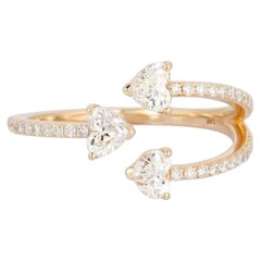 Open Wrap Diamond 14K (or 18k upon request) Yellow Gold Small Heart Ring