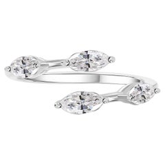 Open Wrap Natural Marquise Diamond Ring 18K Weißgold Statement-Schmuck