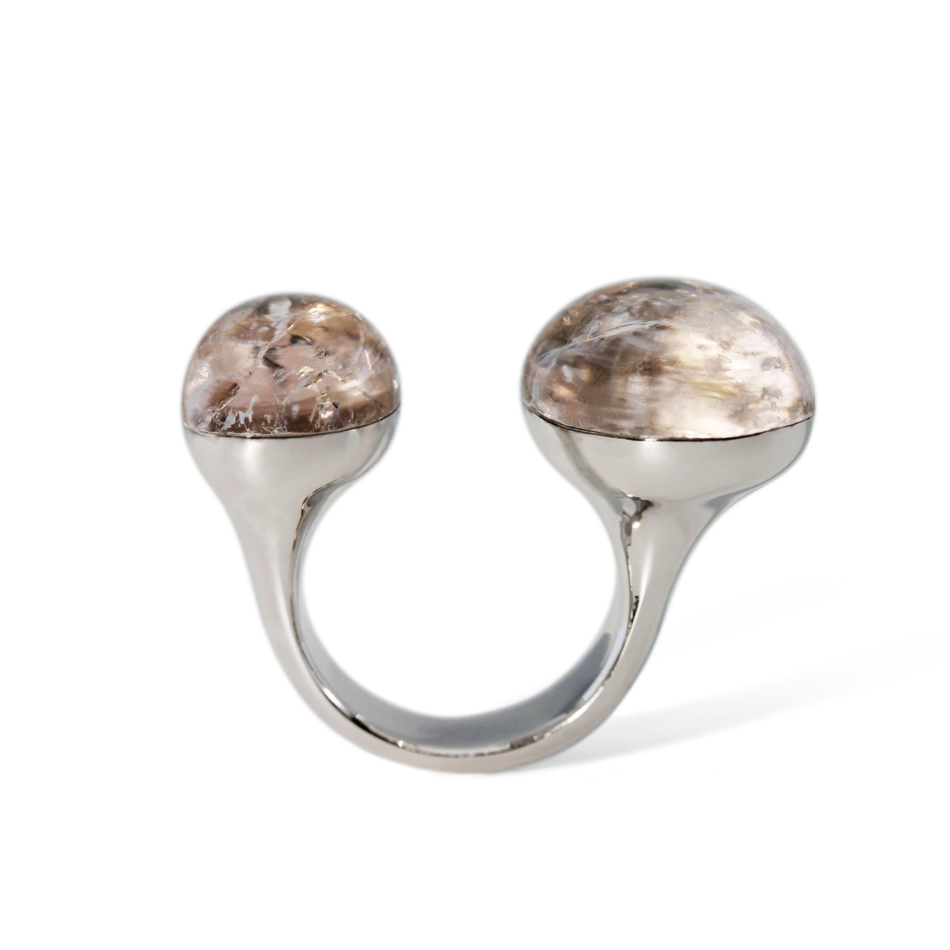 Offener 30 Karat Morganit-Cabochon-Ring mit Cabochon im Angebot 3