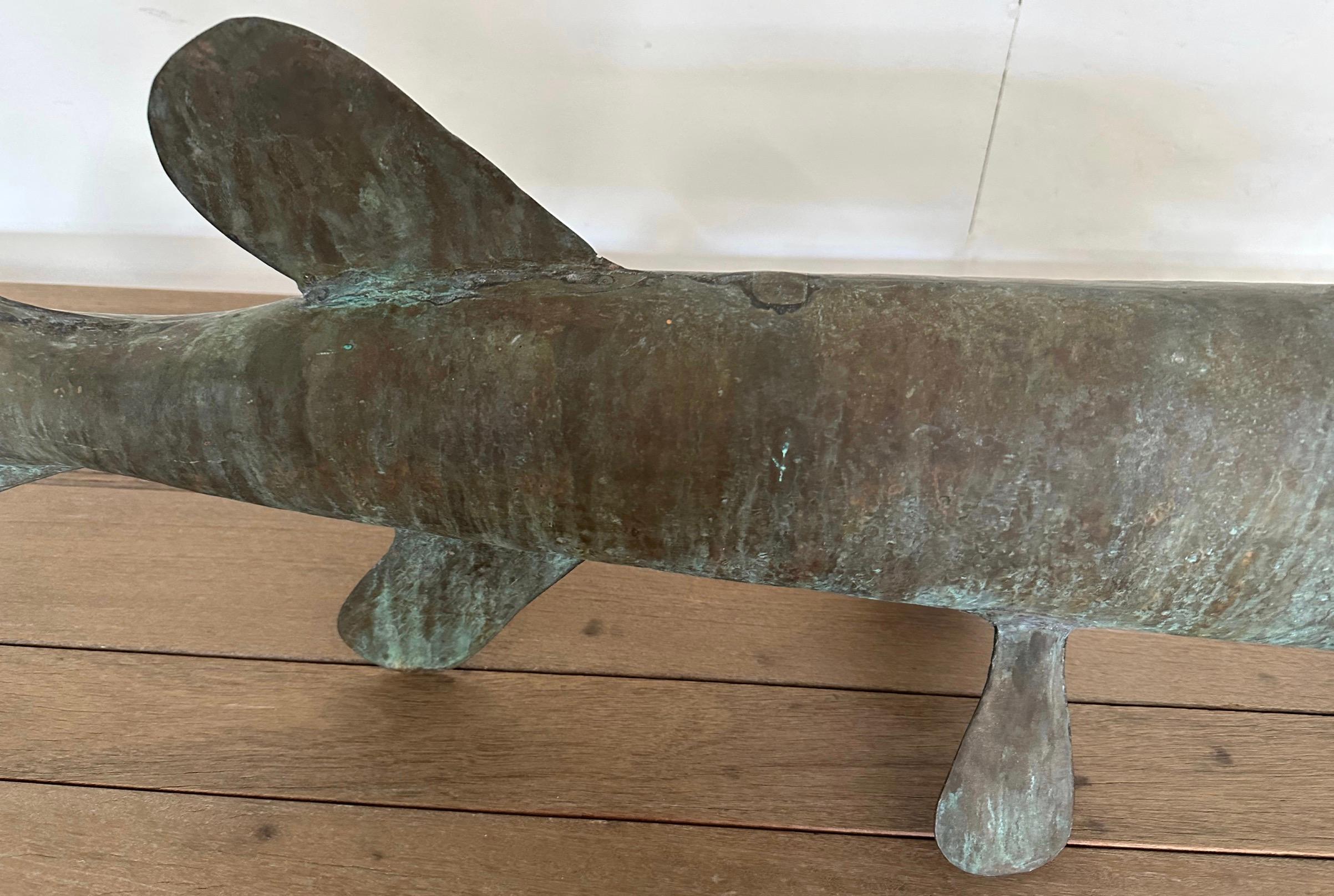 Copper Opened Mouth Barracuda Weather Vane For Sale