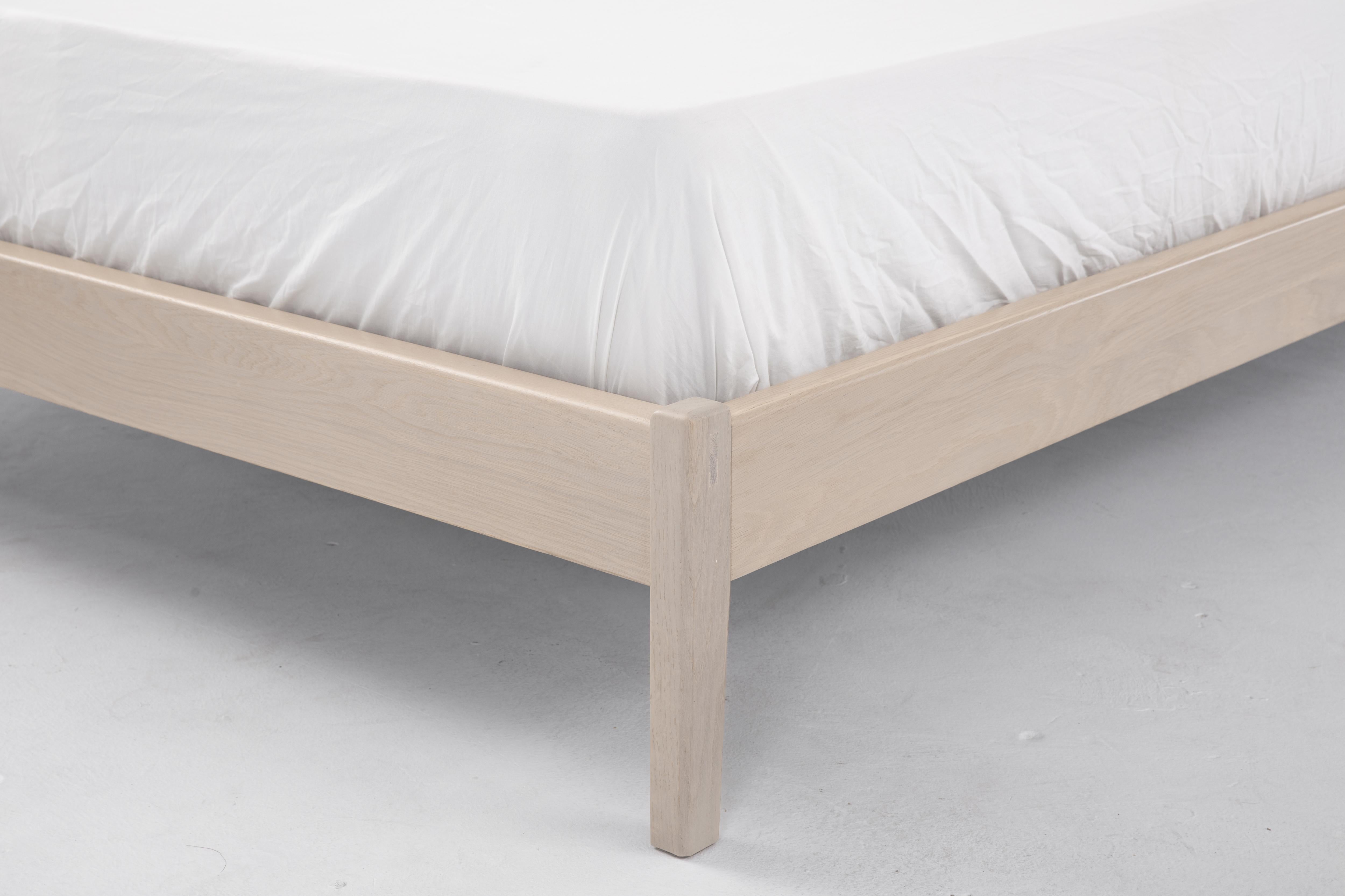 Chinese Opening Bed by Sun at Six, Minimalist Nude King Bed in Wood For Sale