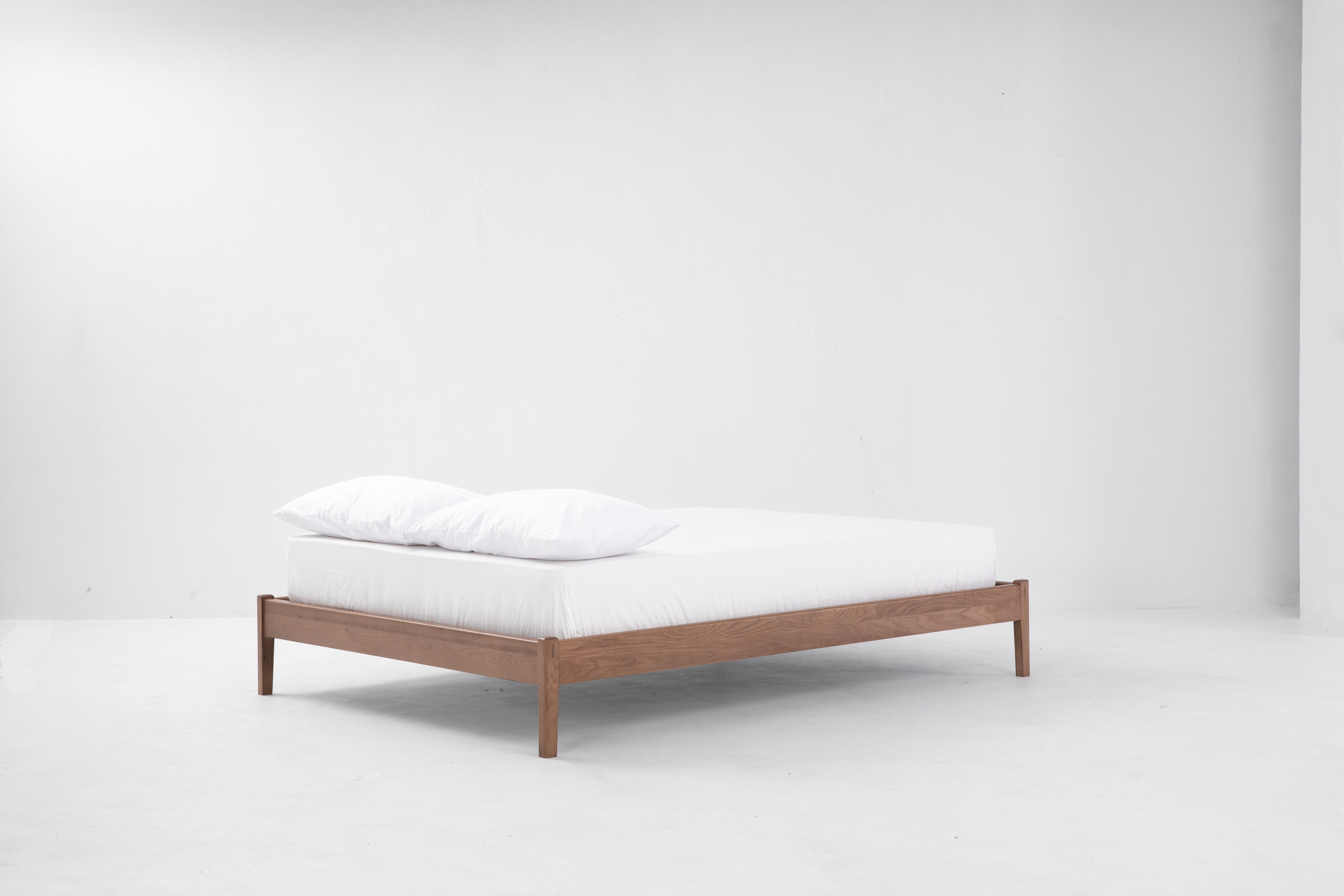 Chinese Opening Bed by Sun at Six, Minimalist Sienna King Bed in Wood For Sale