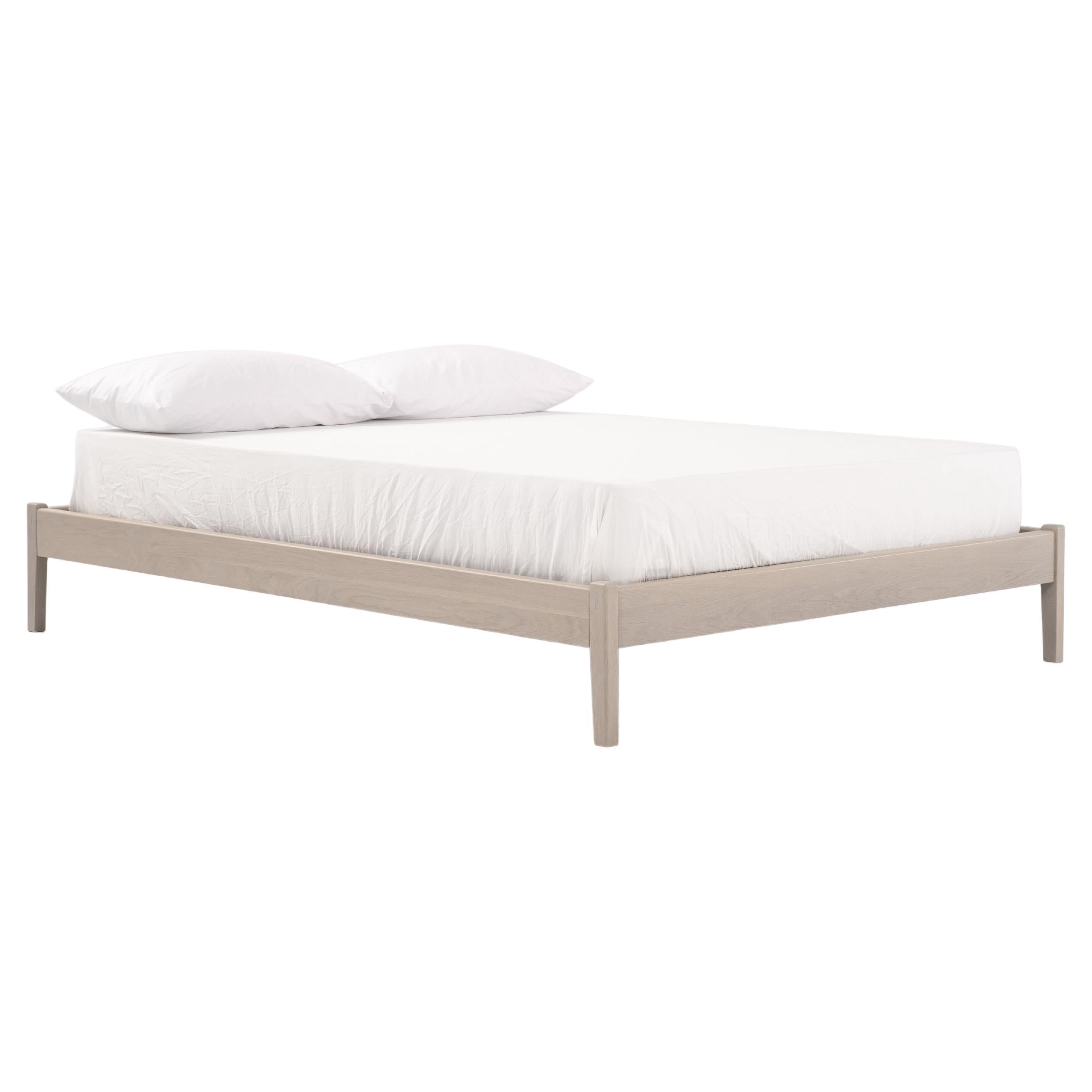 Opening Bed by Sun at Six, Minimalist Nude King Bed in Wood For Sale