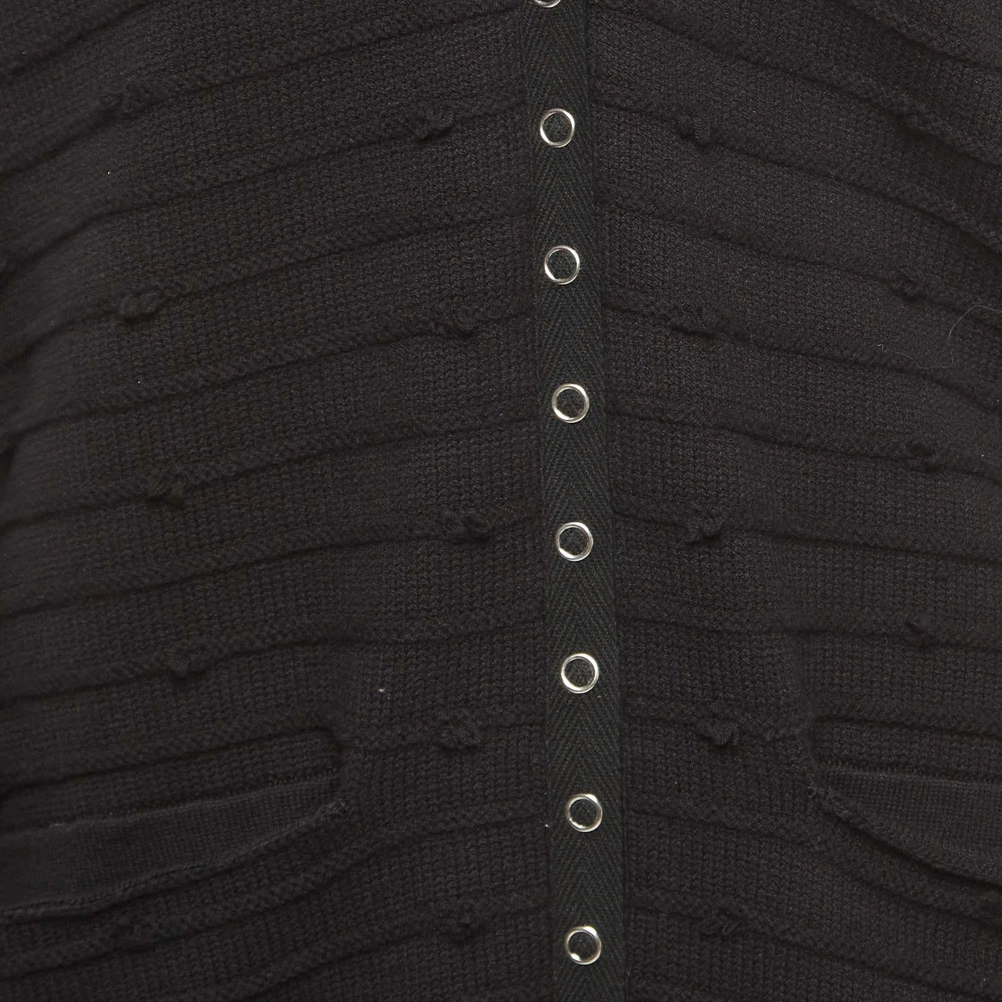 Opening Ceremony Black Cotton Snap Tape Cardigan S In Fair Condition For Sale In Dubai, Al Qouz 2