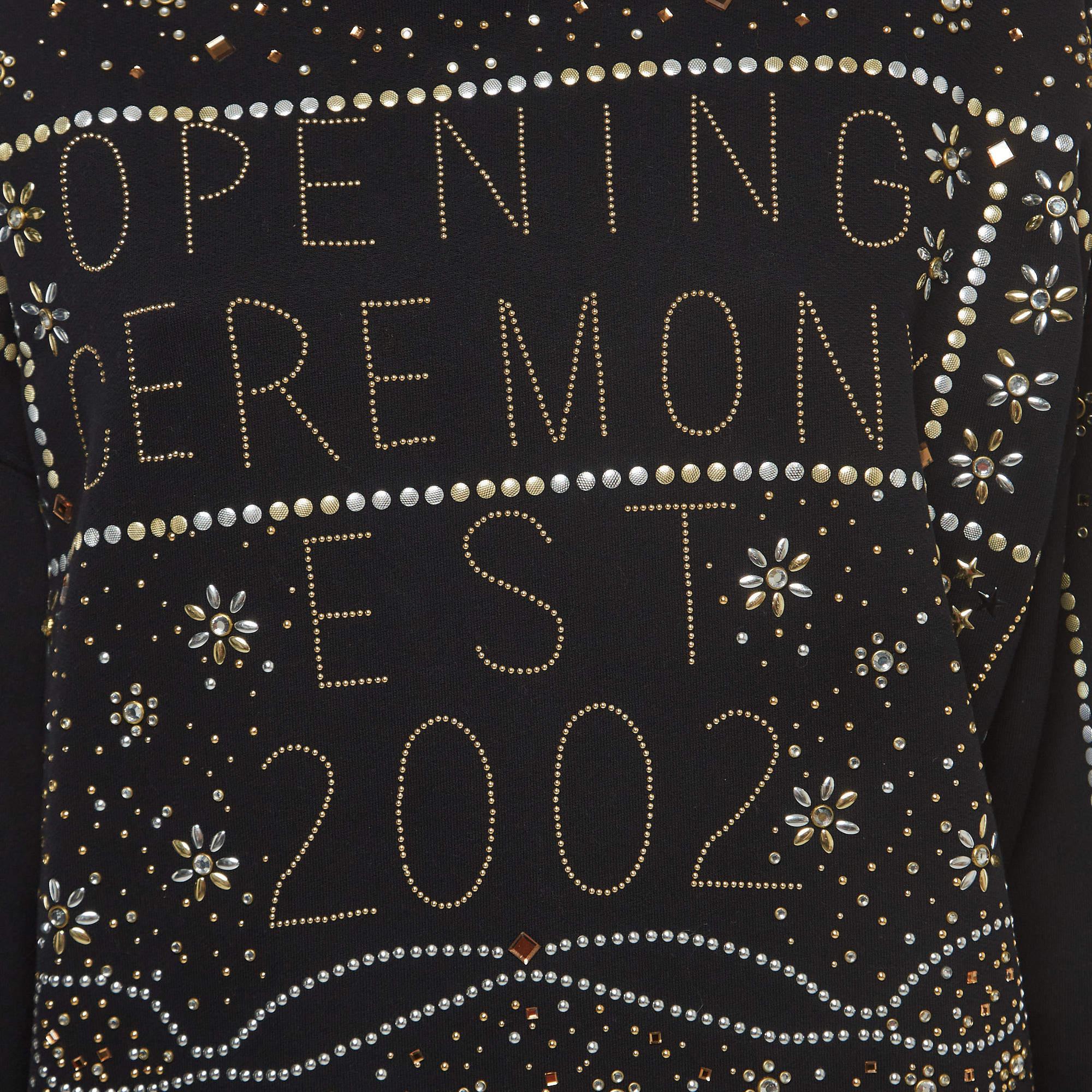 Opening Ceremony  Black Cotton Studded Sweatshirt S In Good Condition For Sale In Dubai, Al Qouz 2