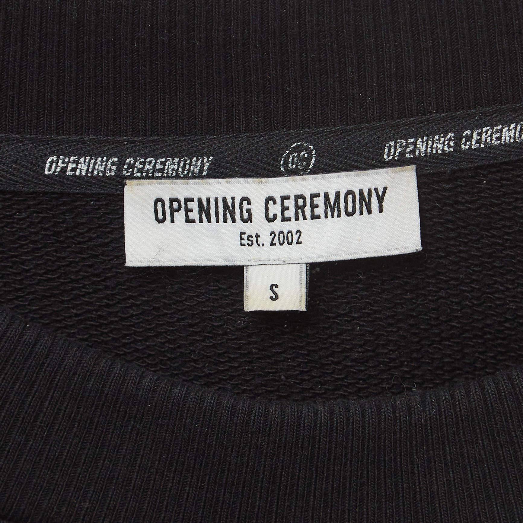Women's Opening Ceremony  Black Cotton Studded Sweatshirt S For Sale