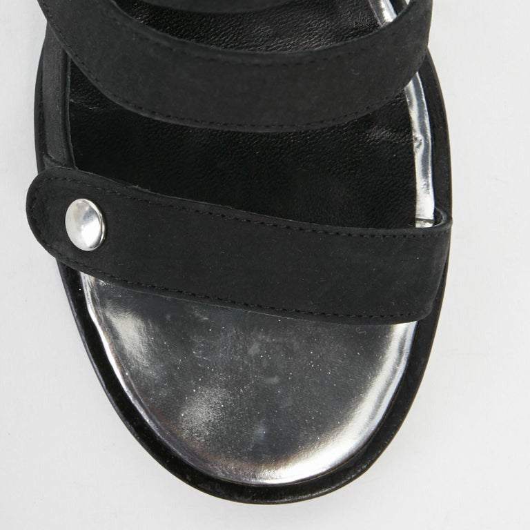 OPENING CEREMONY black leather strappy snap button wedge sandal shoes ...