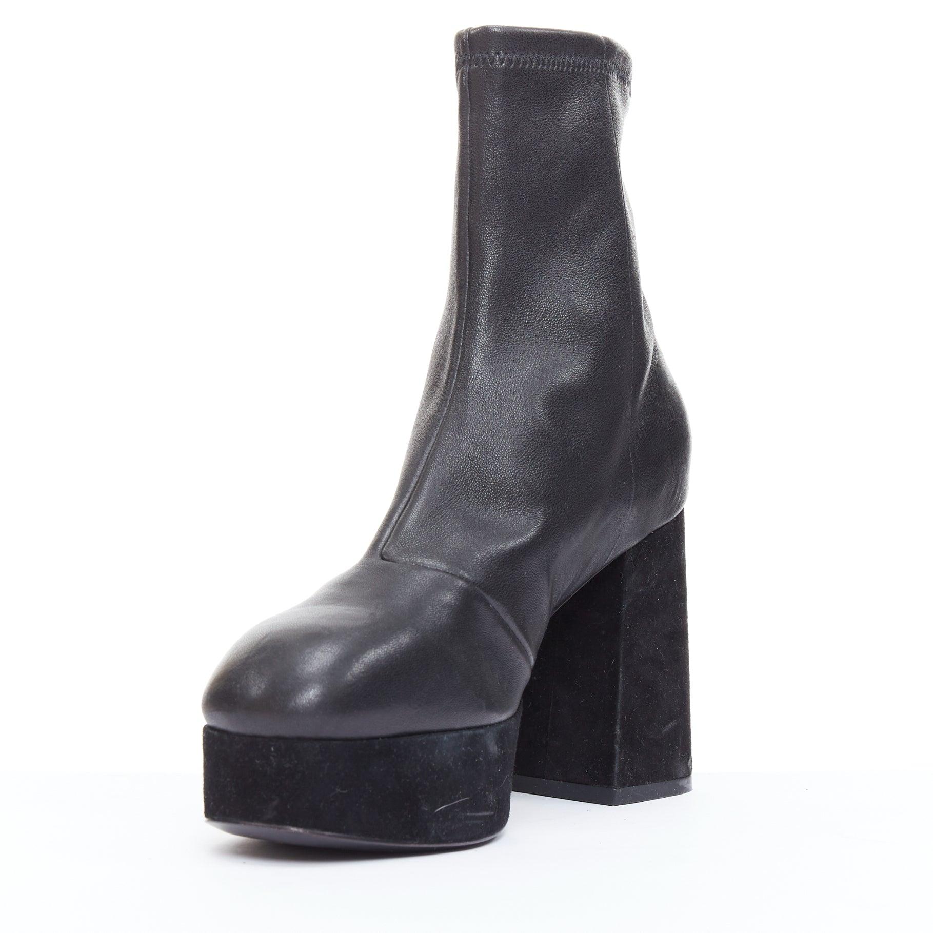 Opening Ceremony bottines en cuir velours noir à plateforme chunky EU38 Bon état à Hong Kong, NT