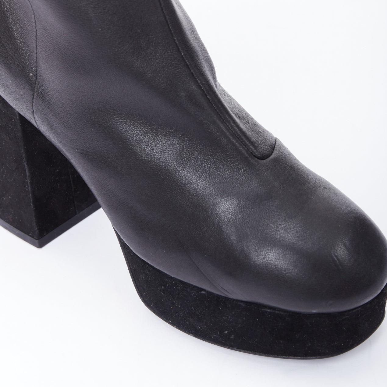 Opening Ceremony bottines en cuir velours noir à plateforme chunky EU38 2