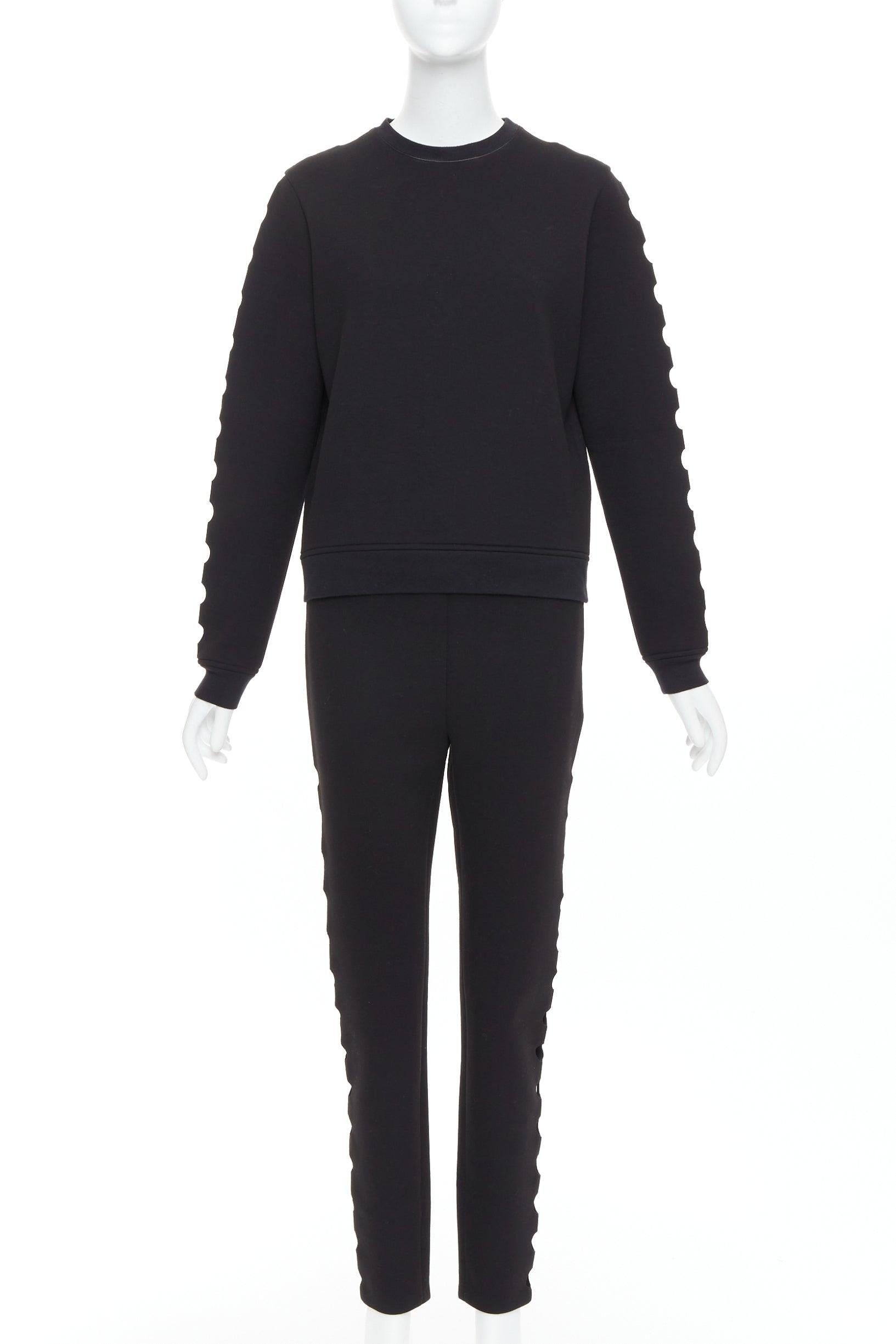 Black OPENING CEREMONY Cut-out black neoprene laser cut holes top pants set S For Sale