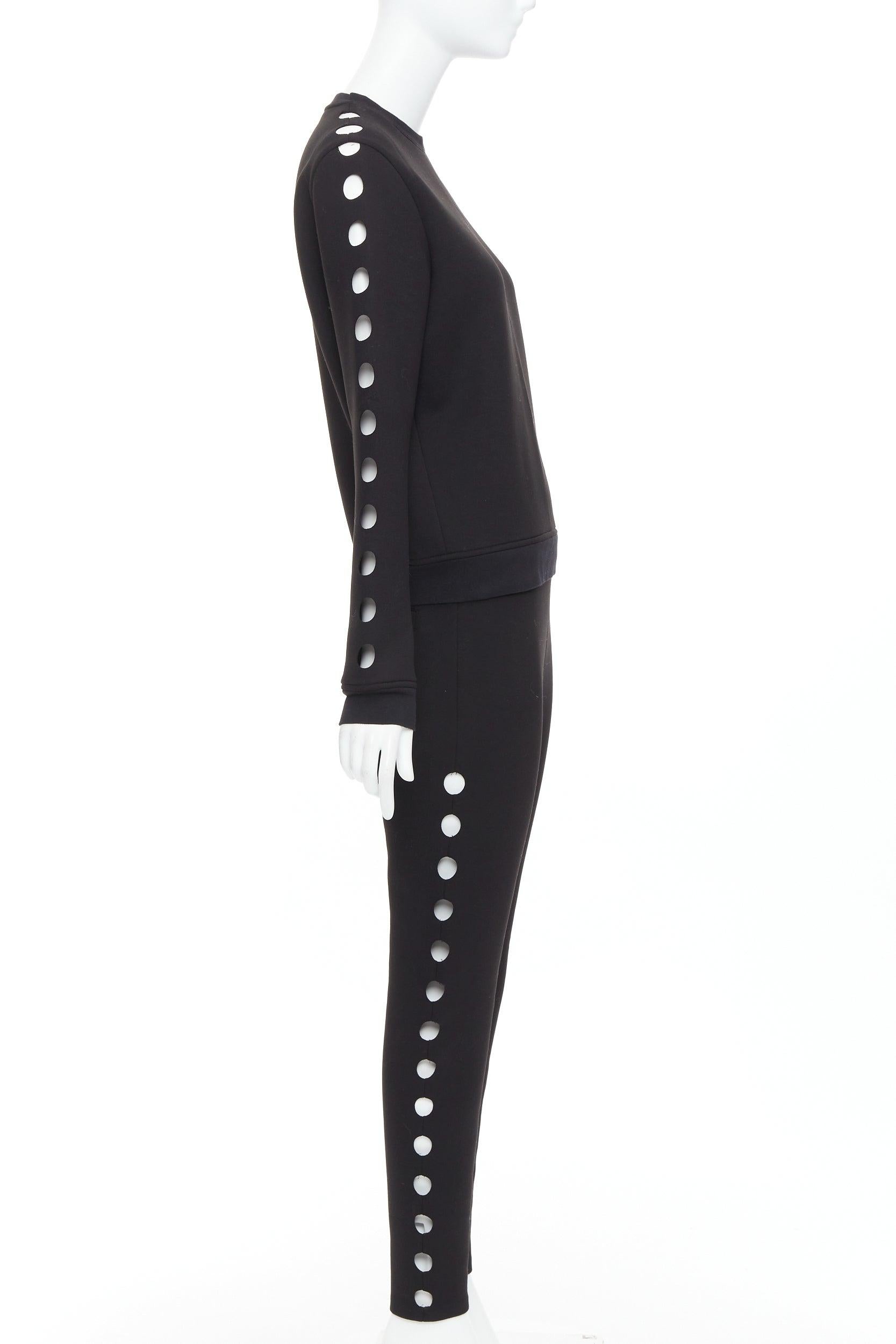 OPENING CEREMONY Cut-out black neoprene laser cut holes top pants set S im Zustand „Gut“ im Angebot in Hong Kong, NT