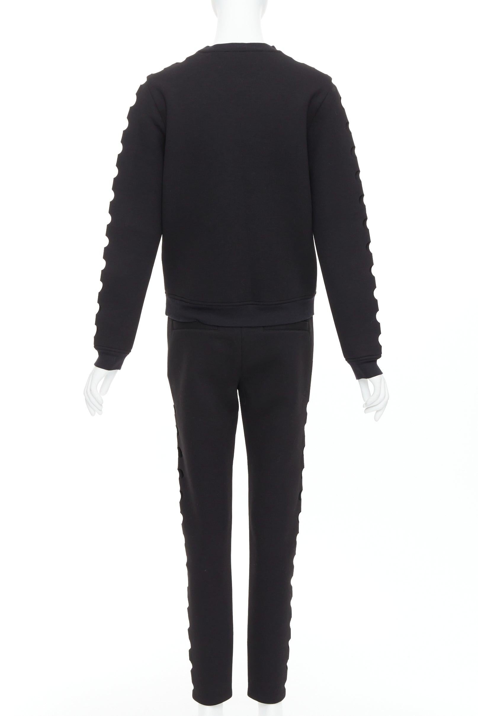 OPENING CEREMONY Cut-out black neoprene laser cut holes top pants set S Damen im Angebot