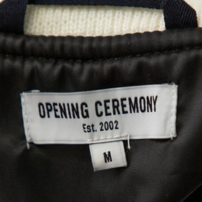 Opening Ceremony Multicolor Wool & Leather Logo Applique Detail Varsity Jacket M For Sale 4